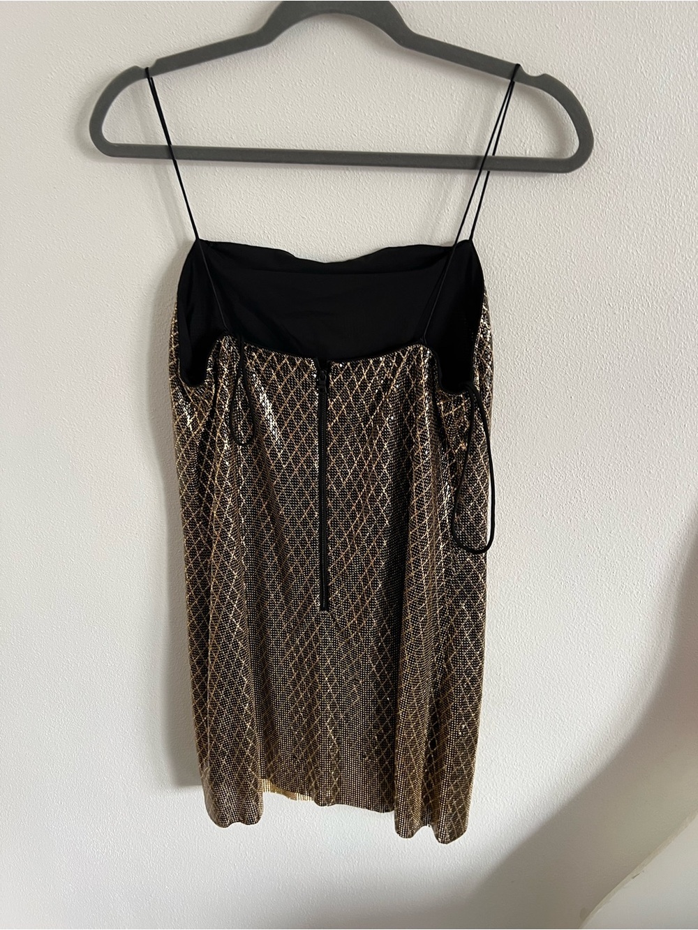 Alice + Olivia Gold and Black Metallic Chainmail Mini Dress, size 2 - Picture 3 of 8